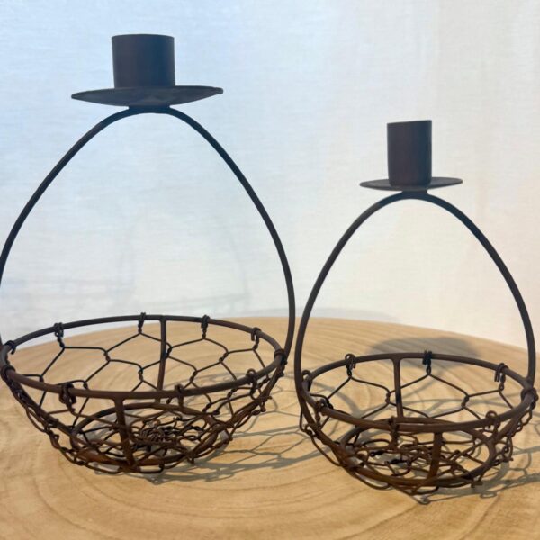 Kerzenständer mit Körbchen - rost Gr. S und L