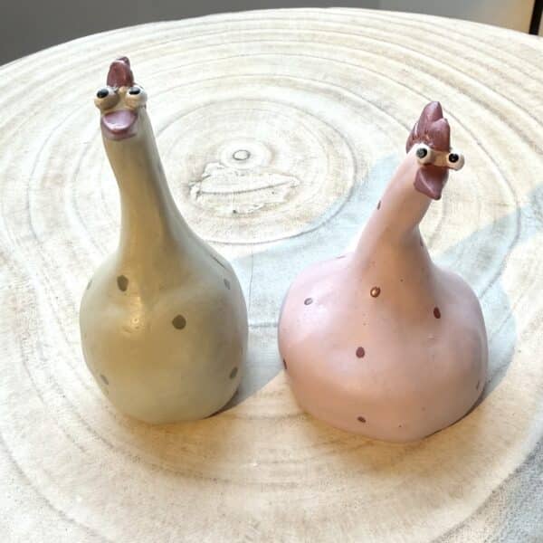 Hühnerpärchen, rosa & grün